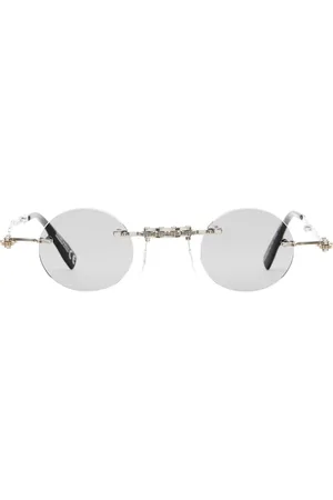 KUBORAUM Femme, Accessoires, Gris, Taille: ONE Size Lunettes de Soleil Rondes Argentées avec Verre Gris