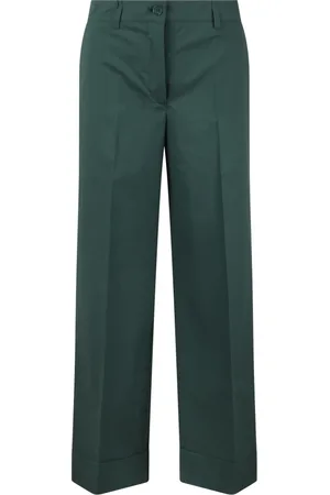 P.A.R.O.S.H. Femme, Pantalons, Vert, Taille: 40 FR Pantalon léger en popeline de coton