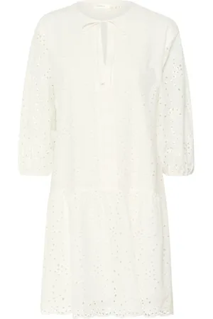 INWEAR Femme, Robes, Blanc, Taille: 38 FR Robe Courte Blanche Brodée