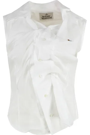 Vivienne Westwood Femme, Tops, Blanc, Taille: 38 FR Chemise en mélange soie-coton avec boutons en nacre