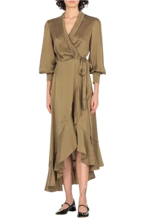 ZIMMERMANN Femme, Robes, Vert, Taille: 40 FR Robe Midi Imprimée Florale Verte