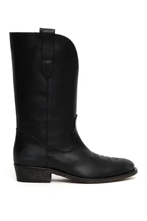 Via Roma Femme, Chaussures, Noir, Taille: 38 1/2 EU Botte de cowboy en cuir noir