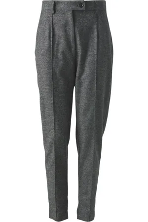 Pinko Femme, Pantalons, Gris, Taille: 42 FR Pantalon Cigarette en Flanelle Grise