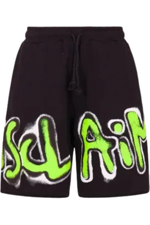 DISCLAIMER Homme, Shorts, Noir, Taille: M Shorts Noirs Style Graffiti Urbain