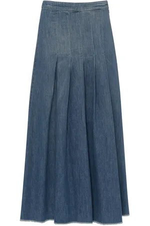 Nine In The Morning Femme, Jupes, Bleu, Taille: W29 Jupe Midi en Denim Bleu avec Ourlet Effiloché