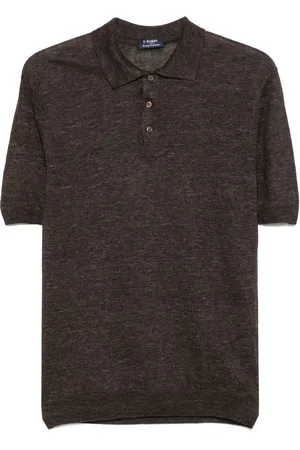 BARBA Homme, Tops, Brun, Taille: L Polo en lin Made in Italy