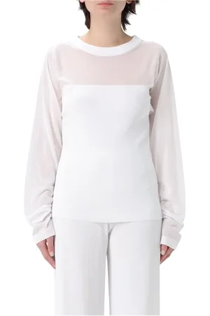 LIVIANA CONTI Femme, Pulls, Blanc, Taille: 38 FR Haut Blanc Côtelé en Maille