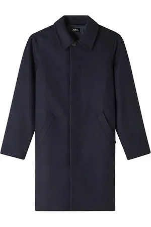 A.P.C. Homme, Vestes, Bleu, Taille: XL Manteau Pluie Laine Bleu Marine Coupe Droite