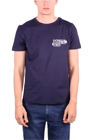 Dondup Homme, Tops, Bleu, Taille: S T-shirt Bleu avec Logo en Coton