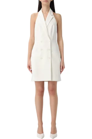 Dondup Femme, Robes, Blanc, Taille: 38 FR Robe Mini Blanche Col Halter