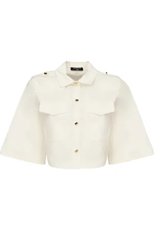 Guess Femme, Blouses et Chemises, Blanc, Taille: 40 FR Chemise en Coton à Poches Blanche