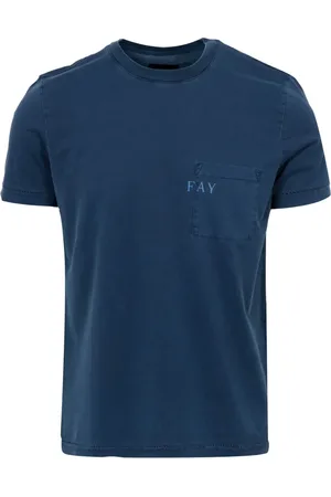 FAY Homme, Tops, Bleu, Taille: L T-shirts et Polos en Jersey de Coton Bleu