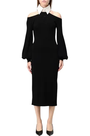 Karl Lagerfeld Femme, Robes, Noir, Taille: 40 FR Robe Midi Épaules Dénudées Manches Longues