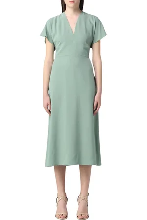 HUGO BOSS Femme, Robes, Vert, Taille: 40 FR Robe Midi Vert A-Line Col en V