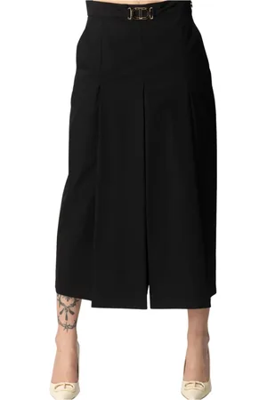 Twin-Set Femme, Jupes, Noir, Taille: 40 FR Jupe Midi Noire avec Ceinture Logo
