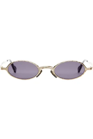 KUBORAUM Femme, Accessoires, Jaune, Taille: ONE Size Lunettes de soleil ovales dorées avec verres violets