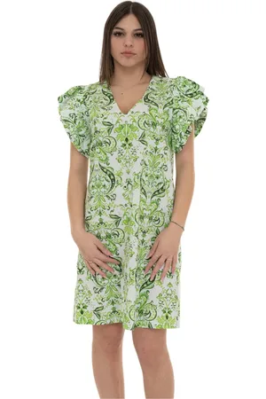 Liu Jo Femme, Robes, Vert, Taille: 38 FR Mini Robe Col en V avec Manches Volantées