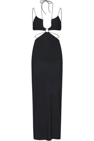 Amazuìn Femme, Robes, Noir, Taille: ONE Size Robe Midi Noire à Lacets dans le Dos