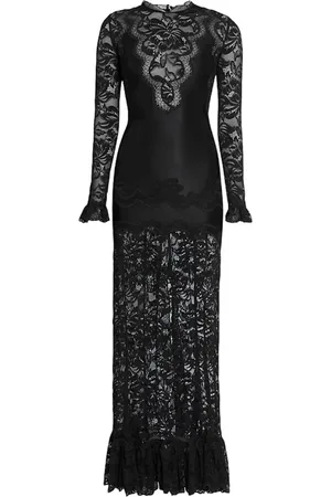 Paco rabanne Femme, Robes, Noir, Taille: 36 FR Robe Longue en Dentelle Florale