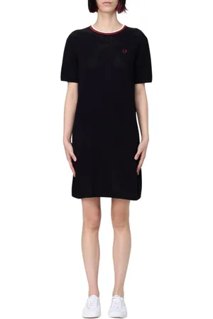 Fred Perry Femme, Robes, Noir, Taille: 38 FR Robe Élégante avec Couronne de Laurier