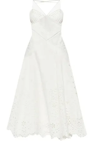Self-Portrait Femme, Robes, , Taille: 36 FR Robe Blanche Brodée Feuille