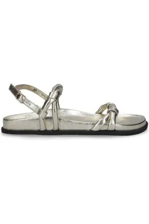 Elena Iachi Femme, Chaussures, Gris, Taille: 39 EU Sandale à bride de cheville en cuir tressé