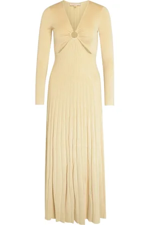 Michael Kors Femme, Robes, Jaune, Taille: 40 FR Robe longue dorée métallisée à manches longues