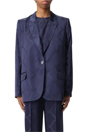Twin-Set Femme, Vestes, Bleu, Taille: 44 FR Blazer en soie avec détail ChainLink