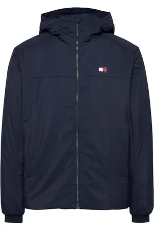 Tommy Hilfiger Homme, Vestes, Bleu, Taille: 2XL Veste à Capuche Bleue - Logo Patché