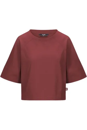 K-Way Femme, Tops, Brun, Taille: 36 FR T-shirt en coton à encolure large