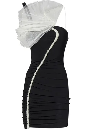 Nensi Dojaka Femme, Robes, Noir, Taille: 40 FR Robe Noire en Tulle de Soie avec Fleurs
