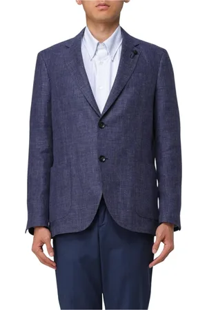 LARDINI Homme, Vestes, Bleu, Taille: L Blazer en Lin et Coton Bleu