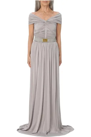 Elisabetta Franchi Femme, Robes, Gris, Taille: 38 FR Robe Maxi Élégante pour Occasions Spéciales