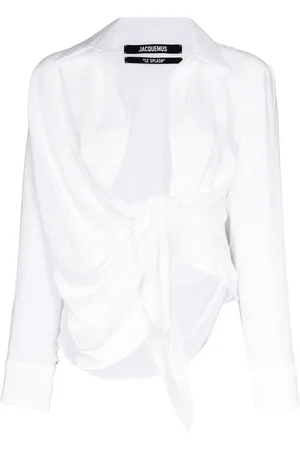 Jacquemus Femme, Blouses et Chemises, Blanc, Taille: 36 FR Chemise Blanche Drapée avec Détail de