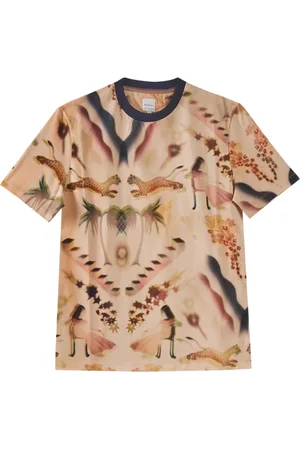 Paul Smith Homme, Tops, Multicolore, Taille: S T-shirt en coton à manches courtes avec impression Lumiere multicolore