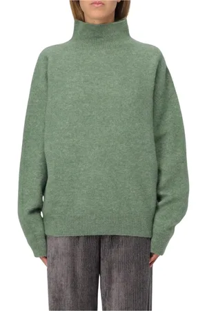 ALYSI Femme, Pulls, Vert, Taille: 42 FR Pull en Cachemire Rouge Style Chic