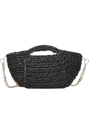 Chica London Femme, Sacs, Noir, Taille: ONE Size Sac Bandoulière en Rafia Noir avec Pochette
