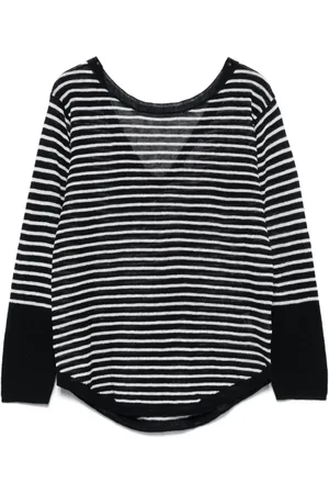 Majestic Femme, Tops, Noir, Taille: 40 FR Pull à rayures en lin