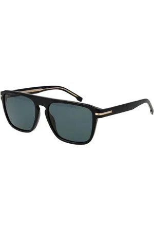 HUGO BOSS Homme, Accessoires, Noir, Taille: ONE Size Lunettes de Soleil Homme Noires Rectangle Miroir