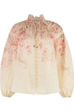 ZIMMERMANN Femme, Blouses et Chemises, Rose, Taille: 38 FR Chemisier en Ramie à Imprimé Floral