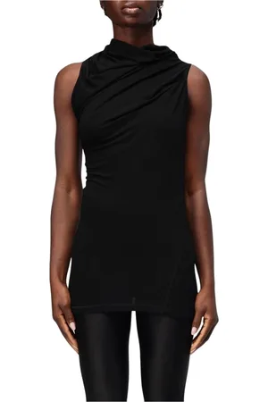 Helmut Lang Femme, Tops, Noir, Taille: 38 FR Haut Noir Drapé Sans Manches