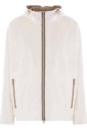 Brunello Cucinelli Femme, Vestes, Blanc, Taille: 38 FR Coupe-vent technique blanc avec logo héraldique