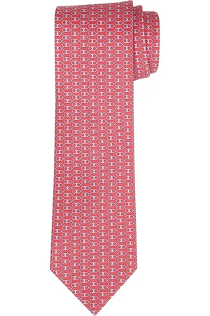 Salvatore Ferragamo Homme, Accessoires, Rose, Taille: ONE Size Cravate en twill de soie avec impression Gancini