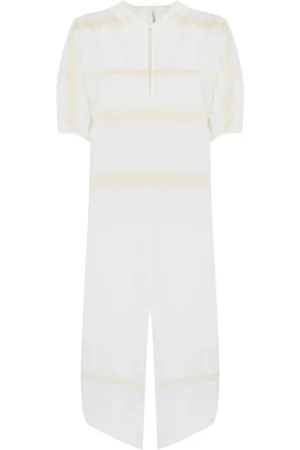 LIVIANA CONTI Femme, Robes, Blanc, Taille: 38 FR Robe en coton avec broderie en zigzag