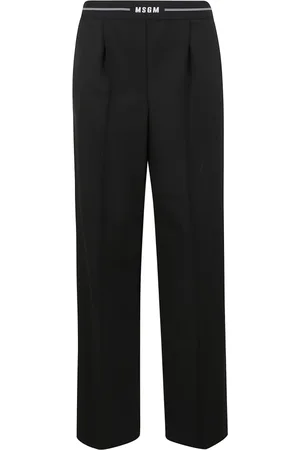 Msgm Femme, Pantalons, Noir, Taille: 38 FR Pantalon plissé avec ceinture logo