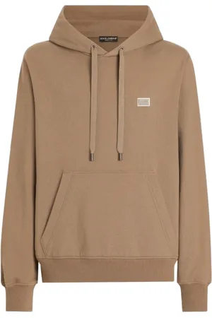 Dolce & Gabbana Homme, Sweatshirts et sweats à capuche, Brun, Taille: L Sweat à Capuche Logo Plaque Marron Café