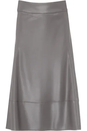Max Mara Femme, Jupes, Gris, Taille: 38 FR Jupe A-Line Grise en Similicuir