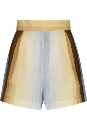 Amotea Femme, Shorts, Multicolore, Taille: 42 FR Shorts en lin imprimé multicolore