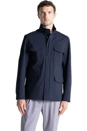 Duno Homme, Vestes, Bleu, Taille: XL Veste Safari Marine avec Fermeture Éclair
