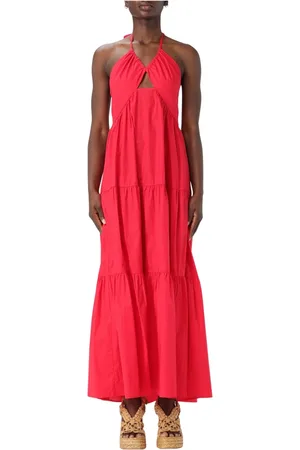 Twin-Set Femme, Robes, Rouge, Taille: 36 FR Élégante Robe Noire avec Détails en Dentelle